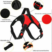 XL Dog Harness Reflective Adjustable Padded Vest Large Dogs Walking Black Red
