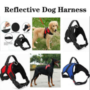 XL Dog Harness Reflective Adjustable Padded Vest Large Dogs Walking Black Red