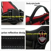 XL Dog Harness Reflective Adjustable Padded Vest Large Dogs Walking Black Red