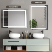 RGB LED Bathroom Mirror 70x50cm Anti Fog Dimmable Touch Sensor Wall Mount Lights