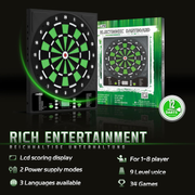 Electronic Dartboard LCD Display 34 Games 8 Players Soft Tip Darts Voice Scoring