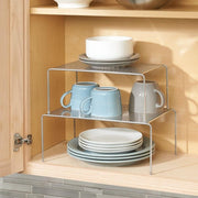 Expandable Kitchen Shelf Racks Set Of 2 Adjustable Metal Cupboard Storage Silver