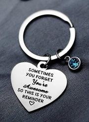 Stainless Steel Keyring Sometimes You Forget You're Message Gift Velvet Pouch UK
