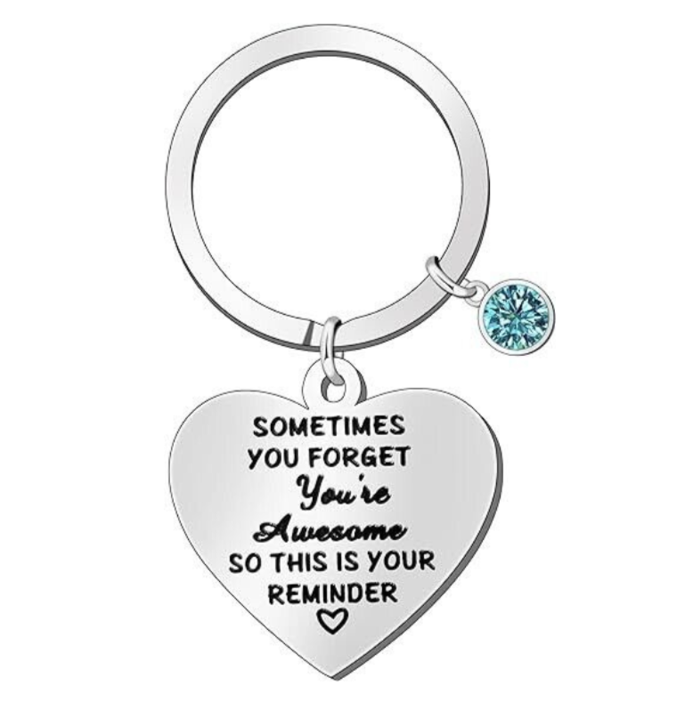 Stainless Steel Keyring Sometimes You Forget You're Message Gift Velvet Pouch UK