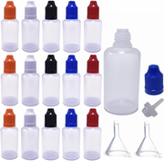 30 Piece 30ml Dropper Bottles Empty LDPE Plastic Squeeze Childproof Caps Funnels