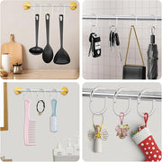 24 Shower Curtain Rings Clear Plastic C Shape Hooks Bathroom Rail Rod Hanger Set