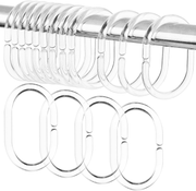 24 Shower Curtain Rings Clear Plastic C Shape Hooks Bathroom Rail Rod Hanger Set