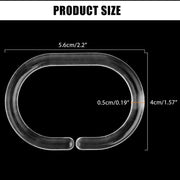 24 Shower Curtain Rings Clear Plastic C Shape Hooks Bathroom Rail Rod Hanger Set