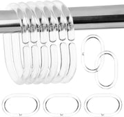 24 Shower Curtain Rings Clear Plastic C Shape Hooks Bathroom Rail Rod Hanger Set