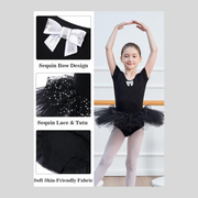 Girls Ballet Tutu Dress Black Leotard 4-5 Years 120cm Sequin Dance Costume Skirt