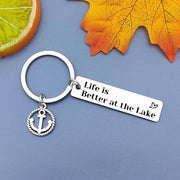 Anchor Keyring Lake Life My Happy Place Stainless Steel Camping Caravan RV Gifts