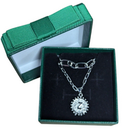 Layered Initial Necklace Women Silver Plated Paperclip Link Pendant 2Pc Gift Set