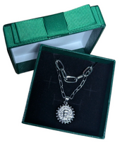 Layered Initial Necklace Women Silver Plated Paperclip Link Pendant 2Pc Gift Set