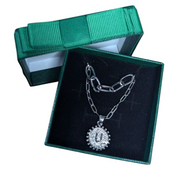 Layered Initial Necklace Women Silver Plated Paperclip Link Pendant 2Pc Gift Set