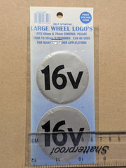 2x Car Wheel Centre Cap Stickers 16v 60mm Silver Black Hub Logo Vinyl Decals Set