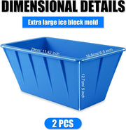 Large Ice Block Mould Silicone Freezer Tray Ice Bath Cooler Camping 2 Piece Blue