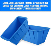 Large Ice Block Mould Silicone Freezer Tray Ice Bath Cooler Camping 2 Piece Blue