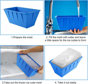Large Ice Block Mould Silicone Freezer Tray Ice Bath Cooler Camping 2 Piece Blue