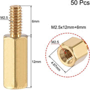 50Pcs M2.5 Brass Hex Standoffs Male Female 12mm 6mm PCBs Spacer FPV Drone Screws