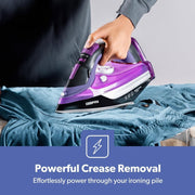 Steam Iron 3000W Ceramic Soleplate Vertical Steam 480ml Dry Wet Clothes Pressing