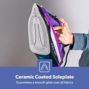 Steam Iron 3000W Ceramic Soleplate Vertical Steam 480ml Dry Wet Clothes Pressing