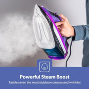 Steam Iron 3000W Ceramic Soleplate Vertical Steam 480ml Dry Wet Clothes Pressing