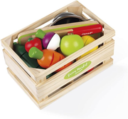 Wooden Cutting Fruit Vegetable Toy Food Set Kids Pretend Play Kitchen Crate 3Yrs