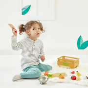 Wooden Cutting Fruit Vegetable Toy Food Set Kids Pretend Play Kitchen Crate 3Yrs