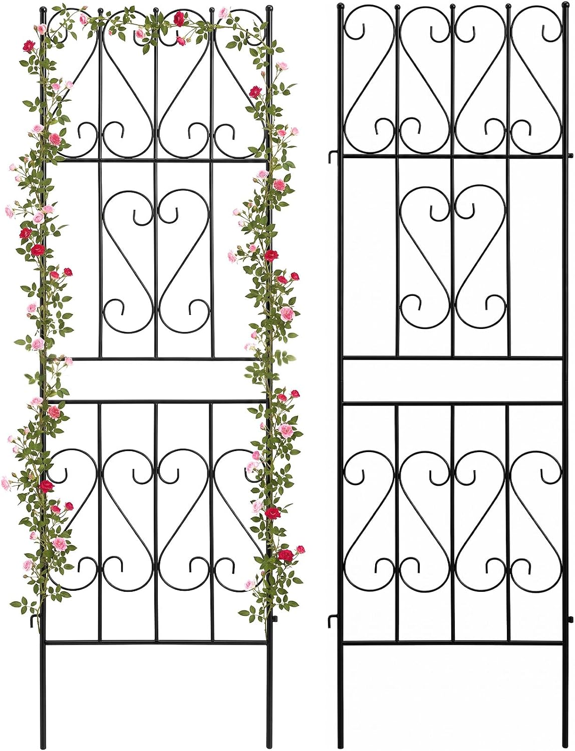 Garden Trellis 2 Pack Metal Climbing Plant Support 180x50cm Outdoor Roses Panels