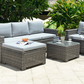 Marbella Grey 5-Seater Garden Sofa Set with Ottoman and Cover Bundle MINT Outdoor