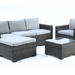 Marbella 5-Seater Garden Lounge Set with Ottoman Chaise | Grey Cushions MINT Outdoor
