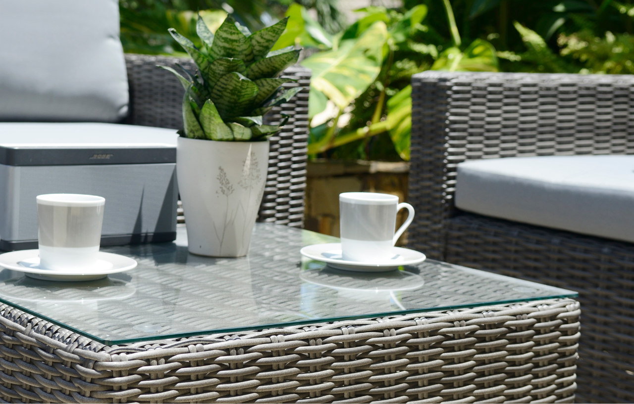 Marbella Grey 5 Seater Chaise Garden Sofa Set, Cover and Cushion Box Bundle MINT Outdoor