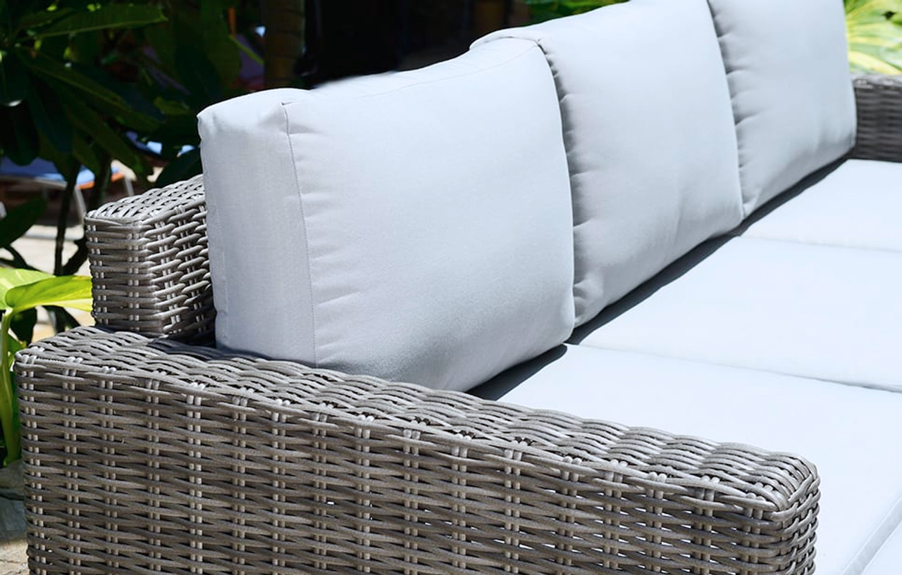 Marbella Grey 5 Seater Chaise Garden Sofa Set, Cover and Cushion Box Bundle MINT Outdoor