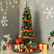 Christmas Tree 5ft Artificial Slim Pencil Pine Green 294 Tips Xmas With Stand