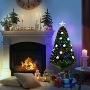 Christmas Tree 4ft Fibre Optic LED Prelit Green Artificial Xmas Star Light Stand