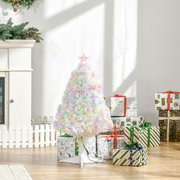2.5FT Prelit Artificial Tabletop Christmas Tree with Fibre Table and Desk White