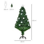 Christmas Tree 4ft Fibre Optic LED Prelit Green Artificial Xmas Star Light Stand