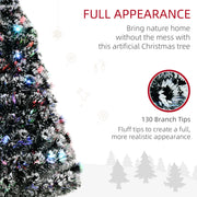 Christmas Tree 4ft Prelit Snow Tipped Fibre Optic LED Green White Xmas With Base