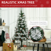 Christmas Tree 5ft Artificial Green Pine Berries Xmas 184 Tips Metal Stand Decor