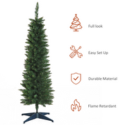 Christmas Tree 5ft Artificial Slim Pencil Pine Green 294 Tips Xmas With Stand