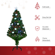 Christmas Tree 4ft Fibre Optic LED Prelit Green Artificial Xmas Star Light Stand