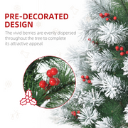 Christmas Tree 5ft Artificial Green Pine Berries Xmas 184 Tips Metal Stand Decor