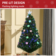 Christmas Tree 4ft Fibre Optic LED Prelit Green Artificial Xmas Star Light Stand
