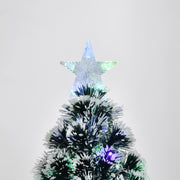 Christmas Tree 4ft Prelit Snow Tipped Fibre Optic LED Green White Xmas With Base