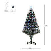Christmas Tree 4ft Prelit Snow Tipped Fibre Optic LED Green White Xmas With Base
