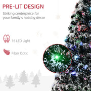 Christmas Tree 4ft Prelit Snow Tipped Fibre Optic LED Green White Xmas With Base