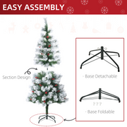 Christmas Tree 5ft Artificial Green Pine Berries Xmas 184 Tips Metal Stand Decor