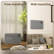 Electric Convector Heater 1200W Wall Mounted LED Remote Timer Thermostat Fanless