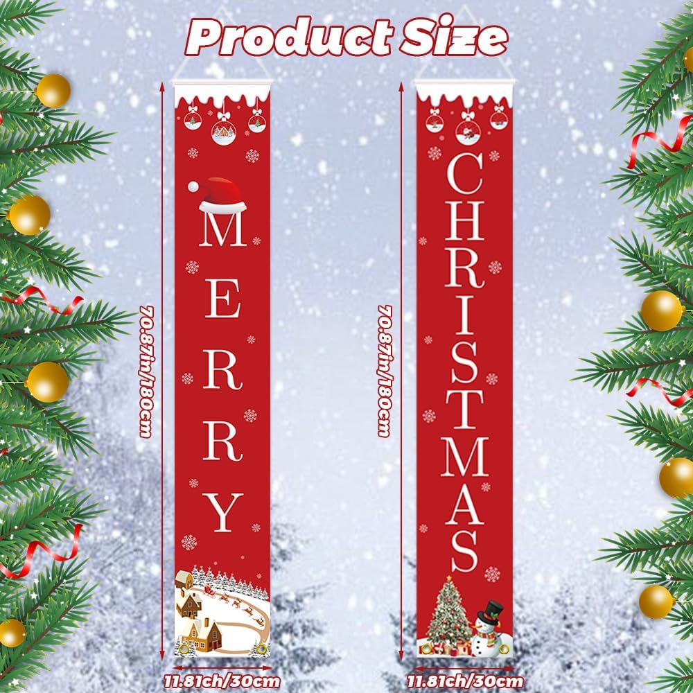 Merry Christmas Banners New Year Outdoor Indoor Door Decoration 30x180CM Hanging