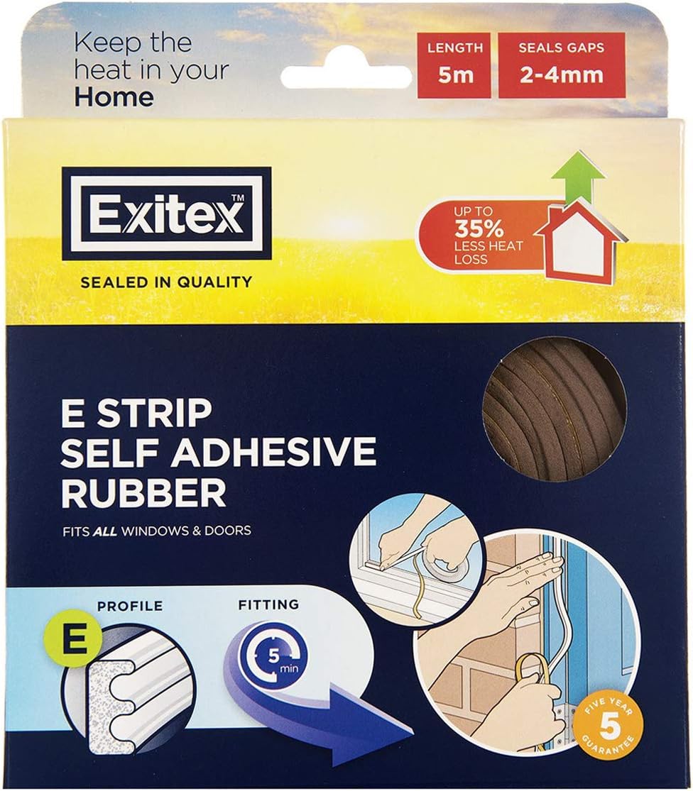 Exitex E Strip Draught Seal 5M Brown Door Window Gap 2-4Mm EPDM Rubber Deal For Any Occasion